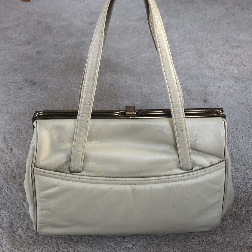 Globe-Trotter Vintage Cream Leather Satchel
